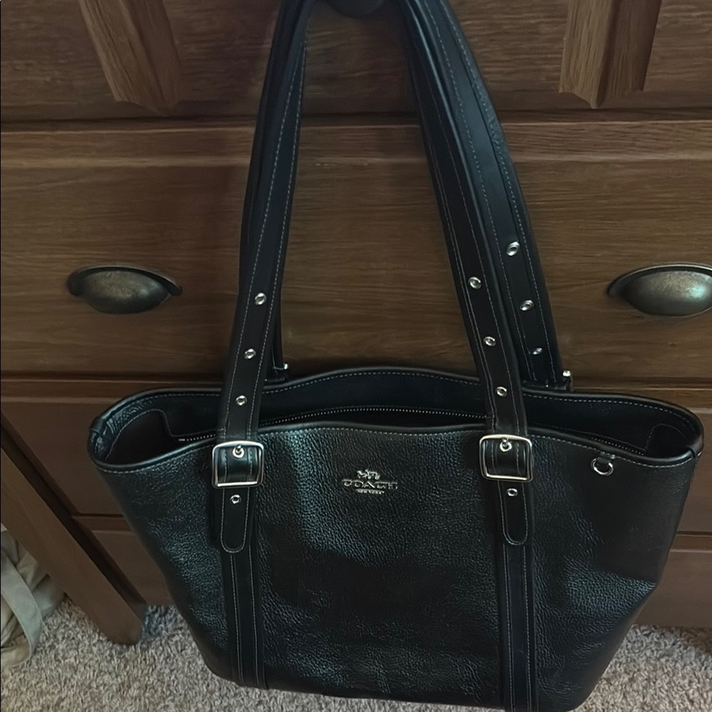 Coach Black Leather Tote Bag